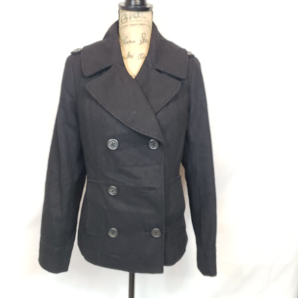 Double-breasted Black Wool Coat